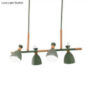 GobekUsa Grey/White/Green Bell Island Lamp - Nordic 4-Light Iron Pendant with Rotatable Design and Wood Decoration