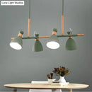 GobekUsa Grey/White/Green Bell Island Lamp - Nordic 4-Light Iron Pendant with Rotatable Design and Wood Decoration