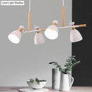 GobekUsa Grey/White/Green Bell Island Lamp - Nordic 4-Light Iron Pendant with Rotatable Design and Wood Decoration