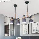 GobekUsa Grey/White/Green Bell Island Lamp - Nordic 4-Light Iron Pendant with Rotatable Design and Wood Decoration