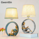 GobekUsa Guitar Girl Table Lamp for Bedroom Study Desk Light - Nordic Home Decor