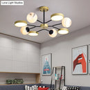 GobekUsa Hand Blown Glass Round Chandelier Light - Contemporary Pendant Lighting Fixture in Gold (6/8 Lights)