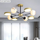 GobekUsa Hand Blown Glass Round Chandelier Light - Contemporary Pendant Lighting Fixture in Gold (6/8 Lights)