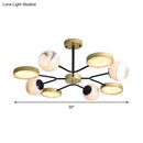 GobekUsa Hand Blown Glass Round Chandelier Light - Contemporary Pendant Lighting Fixture in Gold (6/8 Lights)