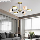 GobekUsa Hand Blown Glass Round Chandelier Light - Contemporary Pendant Lighting Fixture in Gold (6/8 Lights)