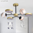 GobekUsa Hand Blown Glass Round Chandelier Light - Contemporary Pendant Lighting Fixture in Gold (6/8 Lights)