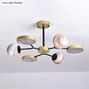GobekUsa Hand Blown Glass Round Chandelier Light - Contemporary Pendant Lighting Fixture in Gold (6/8 Lights)