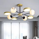 GobekUsa Hand Blown Glass Round Chandelier Light - Contemporary Pendant Lighting Fixture in Gold (6/8 Lights)