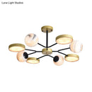 GobekUsa Hand Blown Glass Round Chandelier Light - Contemporary Pendant Lighting Fixture in Gold (6/8 Lights)