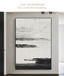GobekUsa Hand-Painted Black & White Abstract Wall Painting