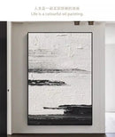 GobekUsa Hand-Painted Black & White Abstract Wall Painting