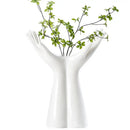 Modern white human hand flower vase living room home decor by Decorbites