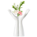 Modern white human hand flower vase living room home decor by Decorbites