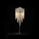 GobekUsa Hand-Woven Aluminum Chain Tassel Accent Lamp - 2-Light Silver Table Light for Living Room