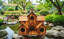 Rustic brown handmade 6-hole hanging bird house garden decor by Decorbites