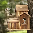 Rustic brown handmade 6-hole hanging bird house garden decor by Decorbites