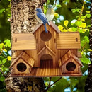Rustic brown handmade 6-hole hanging bird house garden decor by Decorbites