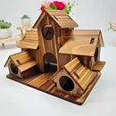 Rustic brown handmade 6-hole hanging bird house garden decor by Decorbites