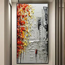 GobekUsa Handmade Abstract City Oil Painting, Modern Wall Art