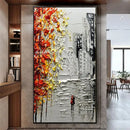 GobekUsa Handmade Abstract City Oil Painting, Modern Wall Art