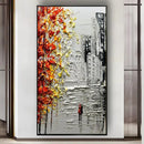 GobekUsa Handmade Abstract City Oil Painting, Modern Wall Art