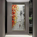 GobekUsa Handmade Abstract City Oil Painting, Modern Wall Art