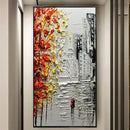 GobekUsa Handmade Abstract City Oil Painting, Modern Wall Art