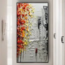 GobekUsa Handmade Abstract City Oil Painting, Modern Wall Art