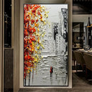 GobekUsa Handmade Abstract City Oil Painting, Modern Wall Art