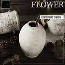 Rustic white speckled handmade ceramic vase living room decor by Decorbites