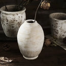 Rustic white speckled handmade ceramic vase living room decor by Decorbites