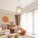 Handmade chinese rattan wicker pendant 3 light set for dining room by Decorbites