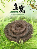 Rustic brown rattan bird nest with eggs living room decor garden set by Decorbites