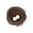 Rustic brown rattan bird nest with eggs living room decor garden set by Decorbites