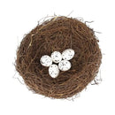 Rustic brown rattan bird nest with eggs living room decor garden set by Decorbites