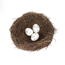 Rustic brown rattan bird nest with eggs living room decor garden set by Decorbites