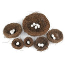 Rustic brown rattan bird nest with eggs living room decor garden set by Decorbites