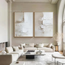 GobekUsa Handpainted Abstract Beige & White Oil Paintings Set