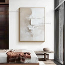 GobekUsa Handpainted Abstract Beige & White Oil Paintings Set