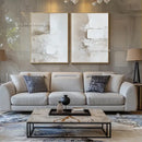 GobekUsa Handpainted Abstract Beige & White Oil Paintings Set
