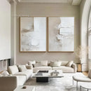GobekUsa Handpainted Abstract Beige & White Oil Paintings Set