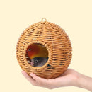 Handwoven grass bird cage hut with heart entrance for garden by Decorbites