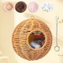 Handwoven grass bird cage hut with heart entrance for garden by Decorbites