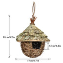 Handwoven straw bird nest with hanging rope for garden decor by Decorbites