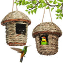 Handwoven straw bird nest with hanging rope for garden decor by Decorbites
