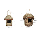 Handwoven straw bird nest with hanging rope for garden decor by Decorbites