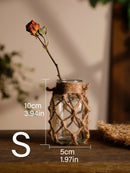 GobekUsa Hanging Glass Vase with Hemp Rope - Rustic Home Decor
