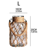 GobekUsa Hanging Glass Vase with Hemp Rope - Rustic Home Decor