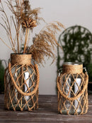 GobekUsa Hanging Glass Vase with Hemp Rope - Rustic Home Decor