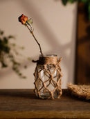 GobekUsa Hanging Glass Vase with Hemp Rope - Rustic Home Decor